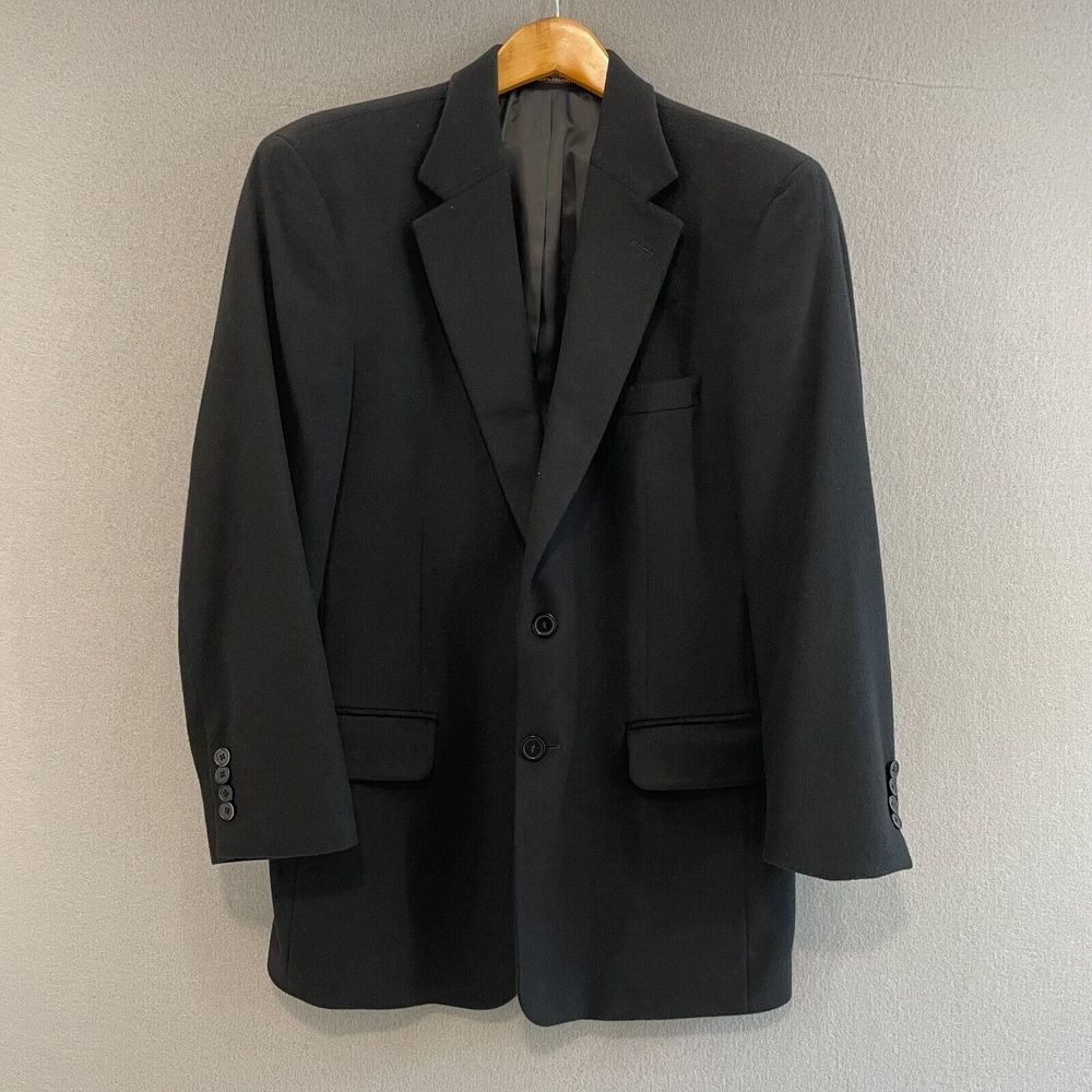 Tom James Mens 100% Cashmere Blazer Sport Coat Black Two Button Jacket Chile 42